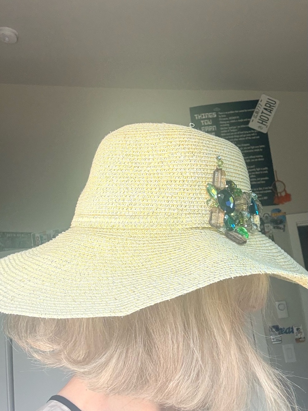 Sun N Sand UPF 50+ Wide Brim Hat Jeweled Rhinestone Embellished OOAK - Picture 3 of 7